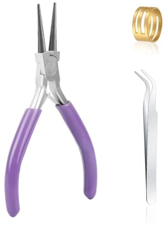 Schmuckzangen Set, Nadelzange, lange Spitzzange, Kettenzange, Drahtschneider, Schmuckzange Bastelwerkzeuge, für Perlen, Schmuck, Halskette, Reparatur (Runden – 1 teilig)