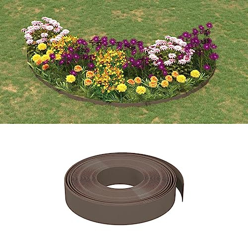 Borde de césped marrón 10 m 10 cm polietileno para paisajismo, patio y parterres