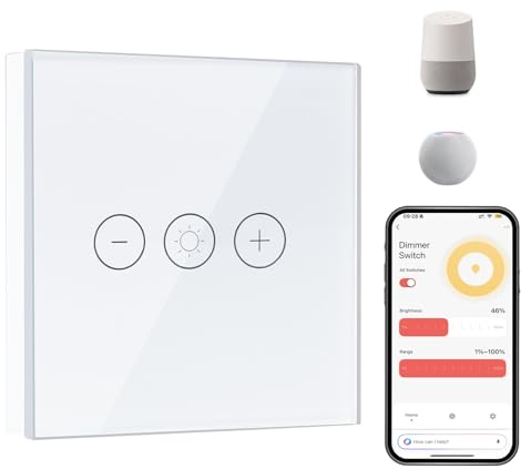 WIFI Dimmer strömbrytare Wlan Smart infälld glas pekskärm dimmer för LED-lampor strömbrytare vit 100–240 V 2,4 GHz smartphone-kontroll för Smartlife Alexa tuya neutral ledare krävs