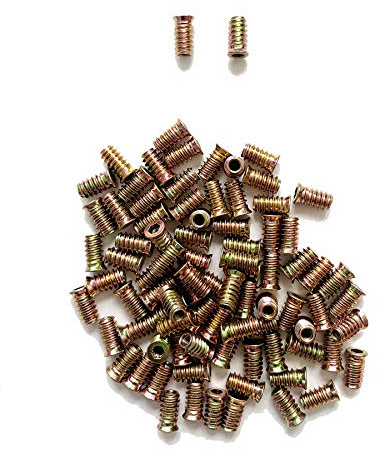 LIKERAINY 150 st zinkpläterade galvaniserade järnmöbler hexdrivmuttrar full gängad M6 × 20 mm träinsatsmuttrar för träbearbetning klättring håller möbler ben och hjulfästen