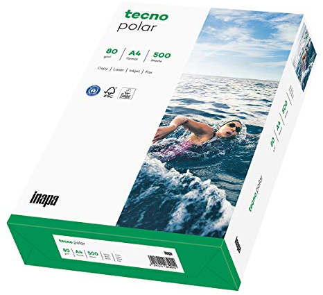 inapa Recycling-Papier, Druckerpapier tecno Polar: 80 g/m², A4, 500 Blatt, weiß