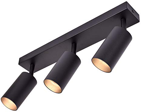 max K O M F O R T LED Deckenleuchte 866-3 schwarz | 3x schwenkbare GU10-Spots | Design-Leiste aus Aluminium | Wand- & Deckenmontage | 230V | IP20 | für Wohnraum & Objektbeleuchtung