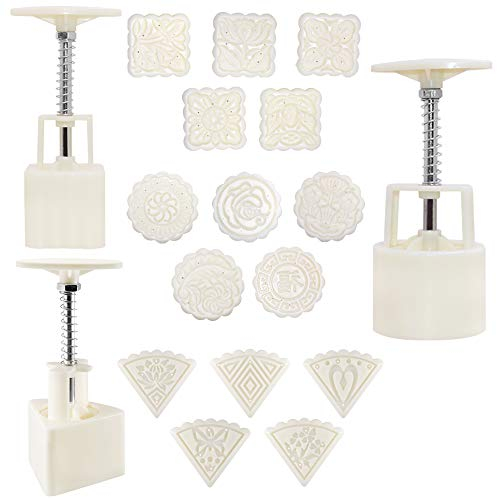 Afunta - Stampo per torta di luna con 15 timbri per biscotti, motivo luna di fiori, 50 g, 63 g, 75 g, strumenti fai da te per cuocere biscotti e dessert