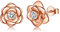 Sterling Silver Stud Earrings for Women, Rose Gold Flower Cubic Zirconia Hypoallergenic Helix Cartilage Earrings Jewelry Gifts for Girls