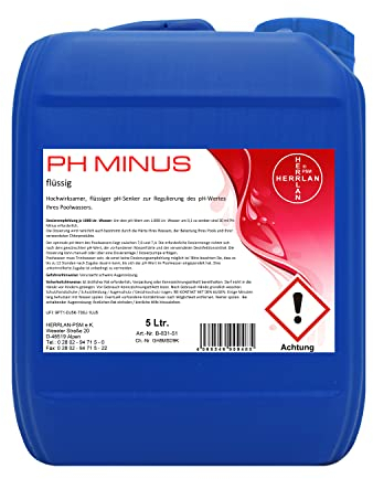 HERRLAN® pH Minus 5 Liter / 5,5 kg – Flüssiger pH-Senker für Pool & Schwimmbad - Professionelle pH-Regulierung für Chlor- & Salzwasseranlagen - Made in Germany