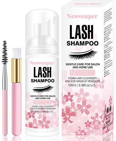 Shampooing pour cils 100ML + brosse et baguette de mascara Nettoyage moussant des paupières, nettoyant pour extensions de cils, formule nourrissante, démaquillant pour salon et maison