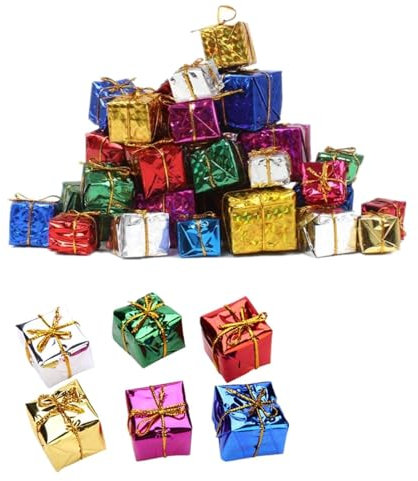 24 Pcs Christmas Tree Decor Hanging Box, Christmas Ornaments Mini Present Ornament Hangings Suitable for Christmas decoration