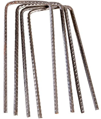 True Products Heavy Duty Steel U Ground Pegs Pack of 25 Turf Mesh Weed Anchor Pins 150mm x 50mm x 6mm