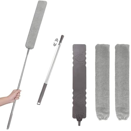 Spazzola per La Pulizia ZAKAZAKA Spolverino per Polvere Allungabile Regolabile Mop a Manico Lungo con Manico in Acciaio Inossidabile da 245cm Microfibra Spolverino per Pulire Letto, Divano, Casa