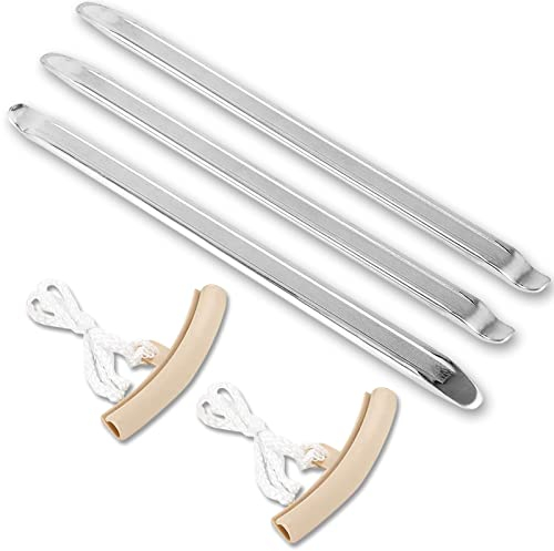 WAIZHIUA 3 Pieces Heavy Duty Tyre Levers - 30cm Motorcycle Bike Car Tire Iron Kit, Manganese Steel Tire Changing Tools with 2 Rim Protectors for MTB, Bicycle, Motorbike