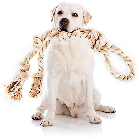 PetiFine Dog Rope Toys for Aggressive Chewers, Large Dog Toys for Tug of War, Tough Indestructible Natural Cotton Rope Toy,29 Dog Chew Toys with 3 Big Knots and a Handle