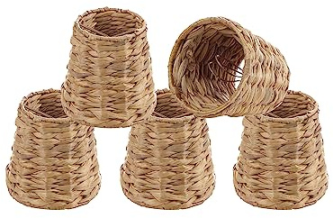 Aspen Creative 51008-5, Empire Clip-On Chandelier Lamp Shade, Natural Water Hyacinth, 3 Top x 4 Bottom x 4 Slant Height, Set of 5