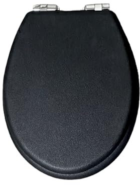Home Hacks Toilet Seat - Toilet Seat Soft Close - 3D & White MDF Wooden Toilet Seats Quick Release Toilet Lid with Adjustable Hinges, EasyTop Fixing, Easy to Clean, Bathroom (Glitter Gloss Black)