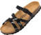Palado Damen Pantoletten Cruisi - Schuhe mit Riemen - elegante Hausschuhe - Sohle aus feinstem Veloursleder - Sandalen mit Natur Kork-Fußbett Schwarz Lack UK8 - EU41