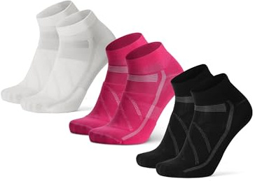 DANISH ENDURANCE Chaussettes de Cyclisme d'Été, Coupe Basse, Lot de 3 | Chaussettes de Cyclisme, Coupe Basse, Respirantes et Séchage Rapide, Anti-Ampoules, pour Sorties d'Été, Unisexe