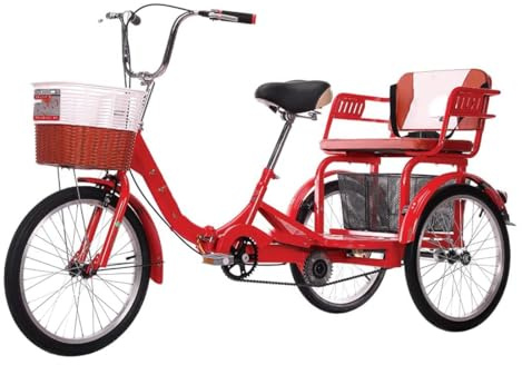 Adult tricycle two-seater tricycle with cargo basket and comfortable seat for seniors - traditional design for stability and ease of use