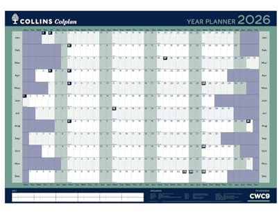 Collins - Colplan – Calendario da parete annuale 2026 formato A1 (CWC9-26)