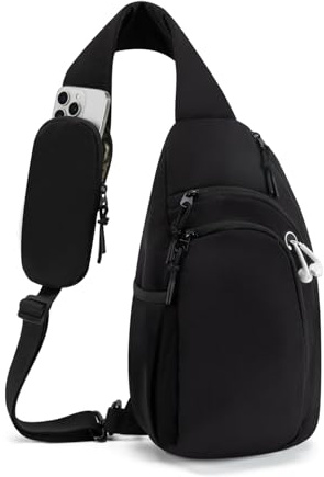 GreenTaya Bandolera Cruzada Mujer Hombre Bolso Pecho Sling Bag con Bolsillo Bloqueador RFID Mochila Bandolera para 9.7 inch iPad para Viaje Deporte, Negro