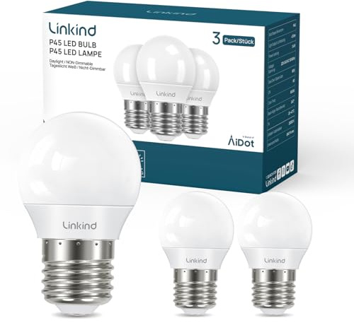 Linkind E27 Golf P45 Lampe 3.4W erzetzt 40Watt, 2700K Warmweiß 470Lumen E27 LED Leuchtmittel G45 Birne, klasse D Energiesparlampe mit 240° Abstrahlwinkel, nicht dimmbar, 3 Stück