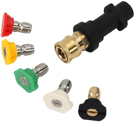 High Pressure Washer Gun Adapter with 5 Multi-Angle Nozzles, 1/4-Inch Quick Connect Female Fitting Compatible with K-Series K2 To K7