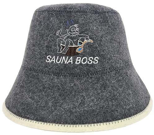 PRINZEPS Sauna Boss Saunahut Herren Perfekte Saunamütze aus 100% Filz - Sauna Hut Filzhut Sauna Mütze Herren Kopfbedeckung - Sauna Geschenke für Männer