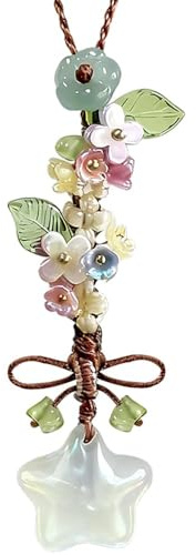 Phone Charm Handyanhänger Perlen, Handy Anhänger Kette, Handykette Stern mit Blumen Blätter Schleife, Stylisches Handy Schmuck Deko für Tasche Schlüsselanhänger Kamera, Niedliche Accessoires Damen
