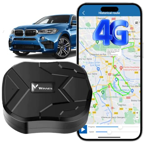 Traceur GPS Winnes 4G TK905B Magnétique Voiture Tracker Antivol 10000mAh | Traqueur GPS Suivi Temps Réel Véhicule avec App Alerte Mouvement Geo-Fence Historique Trajets 180 Jours GPS sans Frais Cachés