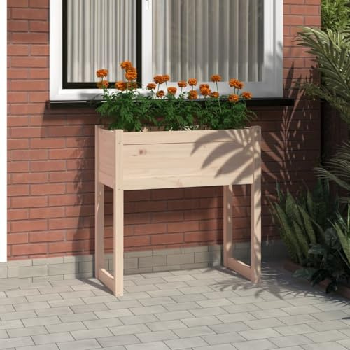 YunCangg Växtkruka av massiv furu 78 x 40 x 81 cm stabil blomlåda för trädgård balkong terrass, träkruka med dräneringshål och dränering, perfekt för kryddväxter och blommor
