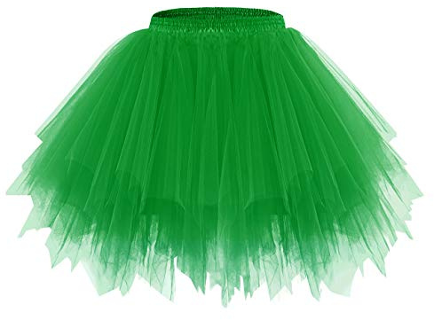 bridesmay Dam tyllkjol underkjol kort balett tutu 50-talet rockabilly tutu minikjol karneval kostym, Grön, L