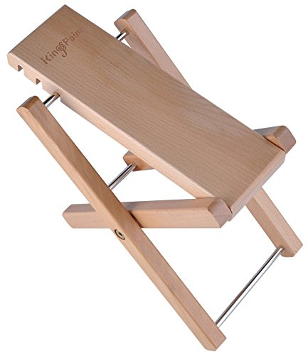 KingPoint Gitarren-Fußhocker aus Hartholz, 3 verstellbare Höhen