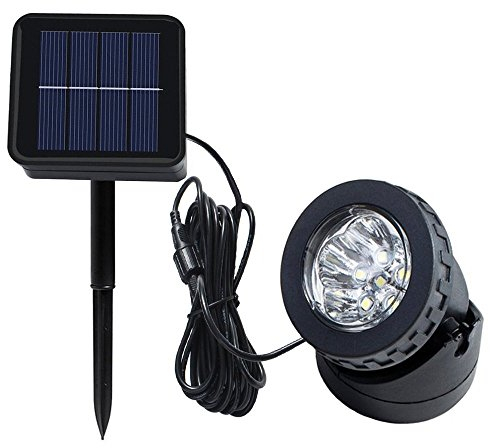 SUAVER Solar Spotlight Licht, Wasserdicht Strahler LED Außen Unterwasser Scheinwerfer Solar-Gartenleuchte Landschafts beleuchtung für Garten, Brunnen, Terrasse, Liegewiese (Typ 1-weiß)