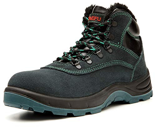 LIYA Zapatos de seguridad para hombres, zapatillas de punta de acero, zapatos de trabajo ligeros, botas de seguridad de invierno impermeables, Green, 43.5 EU