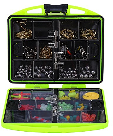 01 24 Fächer Hochwertiges Angelgerät aus Kunststoff, voll beladenes Box-Kit, grünes Angelzubehör für das Angeln im Freien