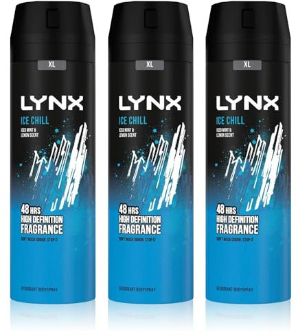 3 Pack of Lynx 48H Fresh Ice Chill with Frozen Mint and Lemon Deodorant Body spray 200ml