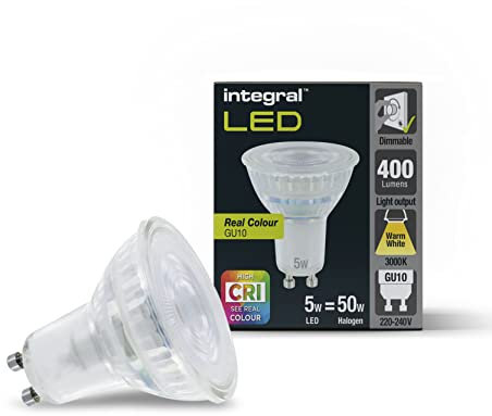 Integral ampoule LED Real Colour Premium GU10 blanc chaud gradable - Révéler les vraies couleurs dans votre maison (CRI95) avec le GU10 le plus proche de la lumière naturelle du soleil