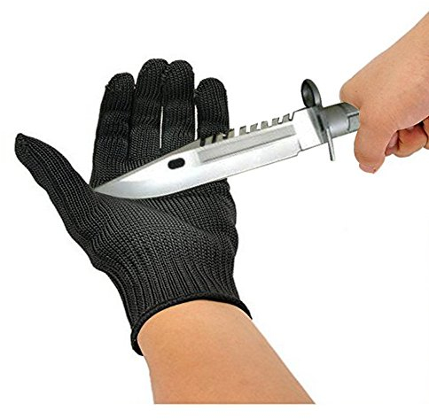 OVOS Arbeitshandschuhe Edelstahl-Drahtgewebe Handschuhe- Schnittfest Sicherheit Arbeitshandschuhe Anti-Schneide-Handschuhe Widerstand geschützte Handschuhe Schnitt-Schutzhandschuhe (Black)