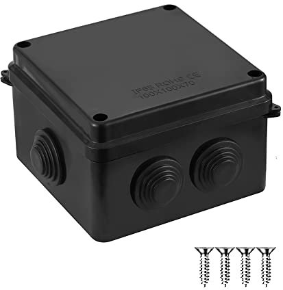 IP65 Waterproof Dustproof Junction Box, ABS Plastic Junction Box DIY Case Enclosure, Universal Electrical Project Box (100x100x70mm) – AVARTEK (Black)