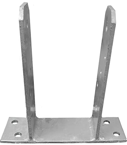 T Type Post Pergola Foot Shaped Galvanised 4mm Thick Support Concrete in U Heavy Duty Fence Posts Anchor Tool Steel 4mm Thick 100 x 200 x 50mm- 4 Inch x 8 Inch x 2 Inch