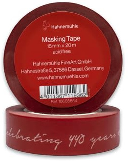 Hahnemühle Cinta adhesiva, cinta Washi impermeable, adecuada para acuarela, 20 metros de largo (rojo, 15 mm)