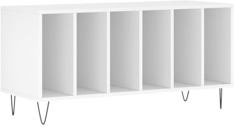 vidaXL Armoire à Disques, Support de Tourne-Disque, Armoire Latérale avec Rangement, Buffet de Salon, Moderne, Blanc Bois d'Ingénierie