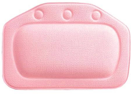 Bustlwor Coussin de Bain Oreiller Baignoire, Imperméable Coussin de Bain PVC, Baignoire Oreiller de Cou, pour la tête, Le Dos, Le Cou,Convient pour Les baignoires et Les spas à la Maison(Rose)