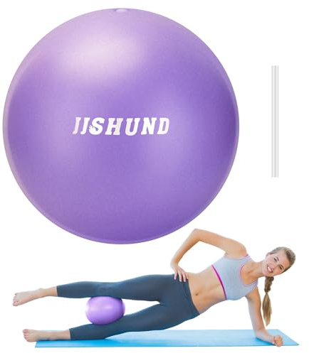 jjshund 25cm Pilates Ball, 9,8 Inch Small Exercise Mini Yoga Gym Ball for Home Gym Pilates, Yoga, Balance, Core Training, Stability, Stretching with Inflation Straw