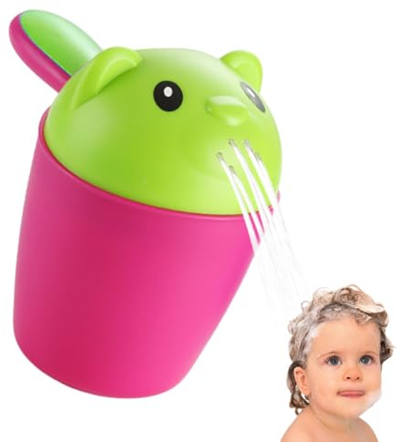 Taza de enjuague de baño para bebé, cascada con mango ergonómico, cucharadas de champú, aspersor, rociador de agua, taza para lavar el cabello