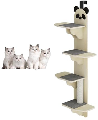 YPDOPORA Katzenbaum Zur Türmontage, Katzenklettergerüst, Katzenregale, Katzenleiter Mit Abnehmbarer Weicher Matte, 4-Stufiges Katzenklettergerüst Über Der Tür Für Hauskatzen, Plattform Ohne Bohren,A
