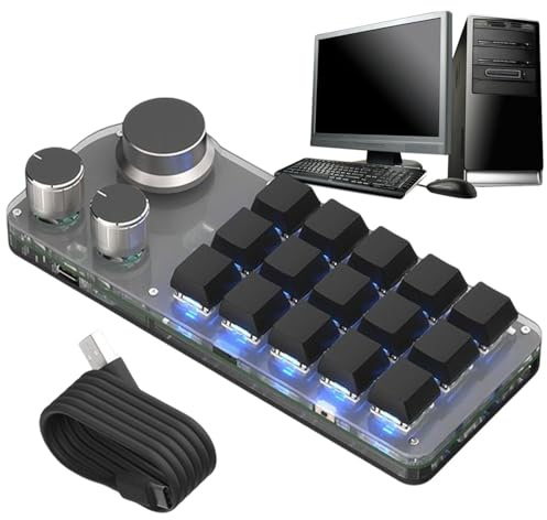 yupeuooe Programmable Keyboard, One-Handed Programmable Mechanical Keypad, Cut Copy Paste Keyboard, Macro Multifunctional Keypad for Video Editing, Compatible Computer PC