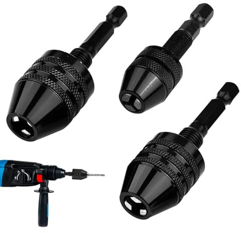 3 Pcs Keyless Drills Chucks Bit, Drill Chuck Adapter, Drill Chuck, Chucks Adapter for SDS, 1/4 Inch for Dremel 0.3-6.5 & 0.3-3.6 & 0.8-8mm Quick Screwdriver Drills Adapter for Micro Drills Bit