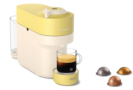 De'Longhi Nespresso Vertuo Pop ENV90.LE, Máquina de Café de Cápsulas con Tecnología Centrifusion, 4 Tamaños de Taza, Incluye Set de Bienvenida con 12 Cápsulas, 1260W, Pastel Yellow