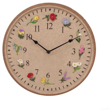 GLFLOW Orologio da parete impermeabile in resina da 30,5 cm, con 12 fiori colorati e funzione anti-appannamento, per esterni, giardino, piscina o arredamento hotel