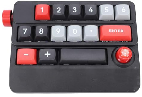 Numeriskt Tangentbord, RGB LED bakgrundsbelysning Trådbundet Fullt Programmerbart Macro OSU Tangentbord 17 Tangenter Hot Swap funktion N tangent Rullning Joystickkontroll (Svart)
