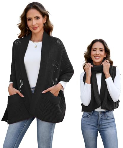 Surakey Sciarpa lavorata a maglia con tasca, antivento scialle lavorato a maglia molto elastico scaldacollo caldo in maglia scialle mantello in maglia morbida per l'inverno accessori moda, Natale